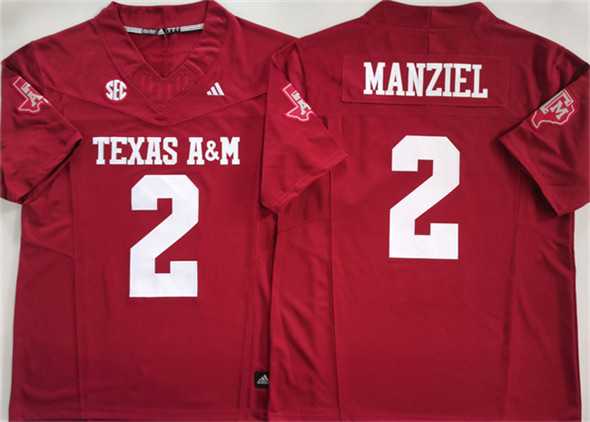 Mens Texas A&M Aggies Lions #2 Johnny Manziel Red 2025 F.U.S.E. Stitched Jersey